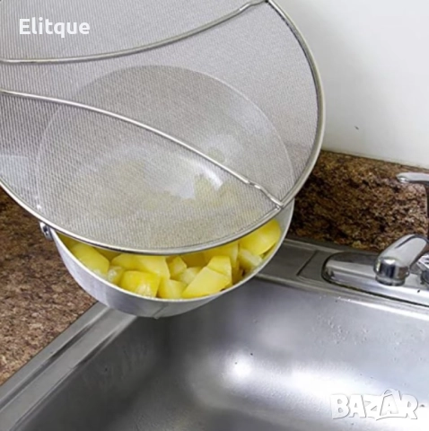 Цедка против пръски от неръждаема стомна с дръжка, 29см, снимка 5 - Други - 52901495