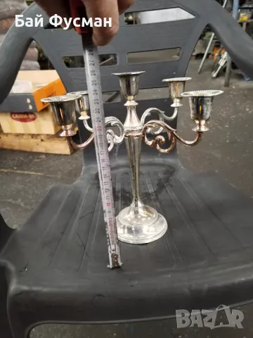Свещник с 5 рамена  25см, снимка 3 - Антикварни и старинни предмети - 50107386