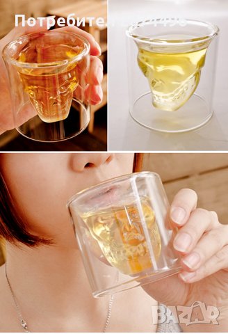 1020 Стъклена чаша череп, снимка 3 - Други стоки за дома - 30915614