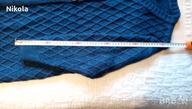 Дълга плетена дамска жилетка тъмно синя, снимка 17 - Жилетки - 31055532