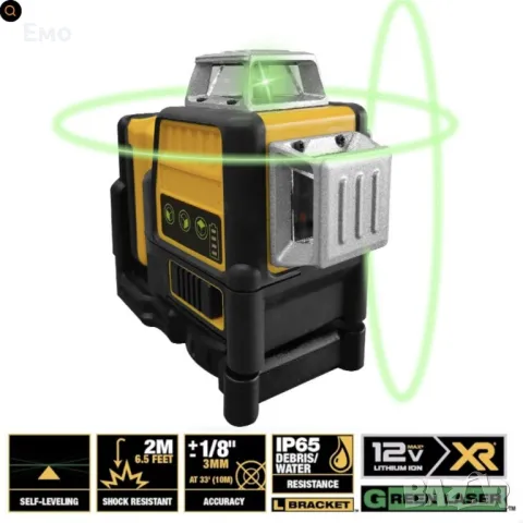 Лазерен 3D -  360 градуса нивелир с 2 батерии 12V 3 AH, 3 лъча, снимка 11 - Други машини и части - 47780003