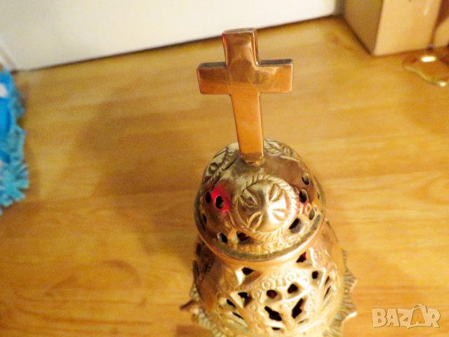 Старинно масивно бронзово кандило 1914г, Царство България - за колекционери и ценители, снимка 2 - Антикварни и старинни предмети - 40051935