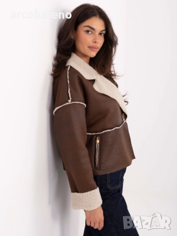 Дамско късо яке от еко кожа с подплата и имитация на джобове, 5цвята , снимка 18 - Якета - 51696789