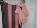 Розова феерия / комплект от ангорско бомбе, шал с топки от естествена заешка кожа, снимка 6