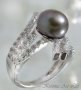 Сребърни  пръстен с естествена черна перла, снимка 2