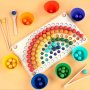 Rainbow wooden clip beads мултифункционална игра с мъфини, топчета и шаблони от дърво , снимка 12