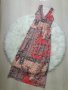 Дълга рокля в коралови цветове - ХС размер , снимка 1 - Рокли - 37231899