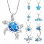 Сребърна висулка костенурка със син камък , снимка 1 - Колиета, медальони, синджири - 37953015