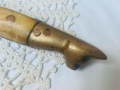 Красив стоманен н0ж с месинг и глава на куче, снимка 3
