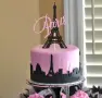 Paris Айфелова Кула черен брокатен картонен топер украса за торта декор, снимка 1