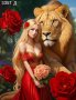  Златна роза и Кралски лъв  - диамантен гоблен, снимка 2