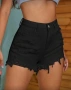 Дамски къси черни дънки, снимка 1