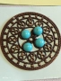Винтидж бижу с тюркоазени камъни филигранна изработка ретро стил 52185, снимка 7