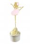 Момиче Балерина балет сребърен златен розов брокат мек топер украса декор за мъфини торта парти , снимка 4