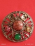 Винтидж Келтска брошка с имитация на АХАТ Miracle 43926, снимка 1