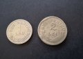 Монети. Румъния. Стари румънски леи. 1  и 2 леи. 1924 година., снимка 1