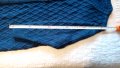 Дълга плетена дамска жилетка тъмно синя, снимка 17