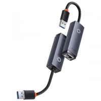 Лан Карта кабелна USB Baseus WKQX000113 Мрежови адаптер USB-A към RJ-45 1Gbps Сив, снимка 4 - Кабели и адаптери - 38180968