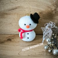 Плетена играчка за елха Снежко, снимка 2 - Коледни подаръци - 42865926