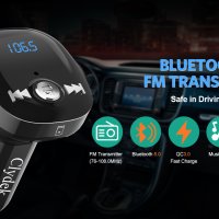 Bluetooth FM адаптер за кола Clydek V5.0/Hand-Free разговори/двойно USB/QC3.0 бързо зареждане/TF, снимка 7 - Аксесоари и консумативи - 44252191