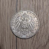 Сребърна монета 3 марки 1909 Хамбург Германия , снимка 2 - Нумизматика и бонистика - 42903786