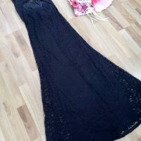 Дълга рокля от черна дантела, снимка 1 - Рокли - 30561587