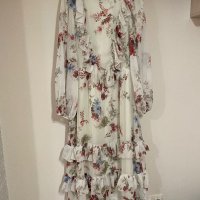 разкошна  нова дълга елегантна рокля  волани къдри Reaerved флорален нежен принт цветя, снимка 5 - Рокли - 42157211