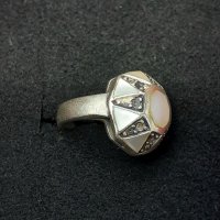 Стар руски пръстен със седеф - проба 925 и житен клас, снимка 4 - Пръстени - 29392511