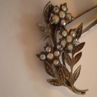 Винтич посребрена бршка със цветя, снимка 1 - Други ценни предмети - 34503654