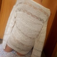 Н&М Кремаво бяла блуза на дупки изкуствена плетка Л, снимка 3 - Блузи с дълъг ръкав и пуловери - 34279013