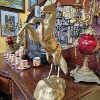 Уникална голяма антикварна английска фигура статуетка пластика бронз месинг , снимка 4 - Антикварни и старинни предмети - 39800477