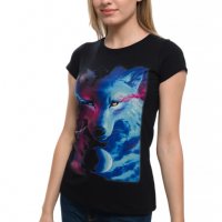 Нова дамска тениска с дигитален печат Вълк, GALAXY WOLF, Серия вълци, снимка 5 - Тениски - 29463595