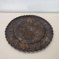 Турска медна кована чиния, пано за стена, 60те г–32см, снимка 6 - Антикварни и старинни предмети - 38351471