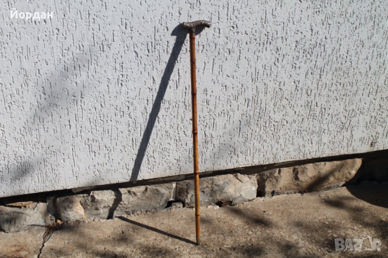 Стар бастун от бамбук със сребърна дръжка, снимка 1