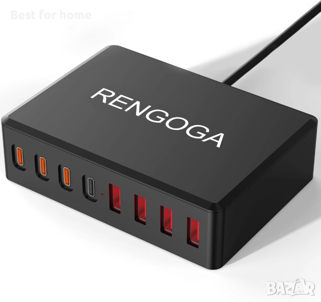 100 W 8-портово USB C зарядно устройство, снимка 1