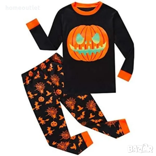 Детска памучна пижама - тиква, различни размери, снимка 1