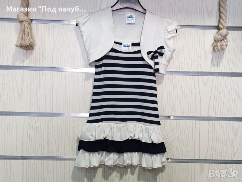 Нова детска моряшка рокля-болеро с ръкави от 9 месеца до 4 годинки, снимка 1