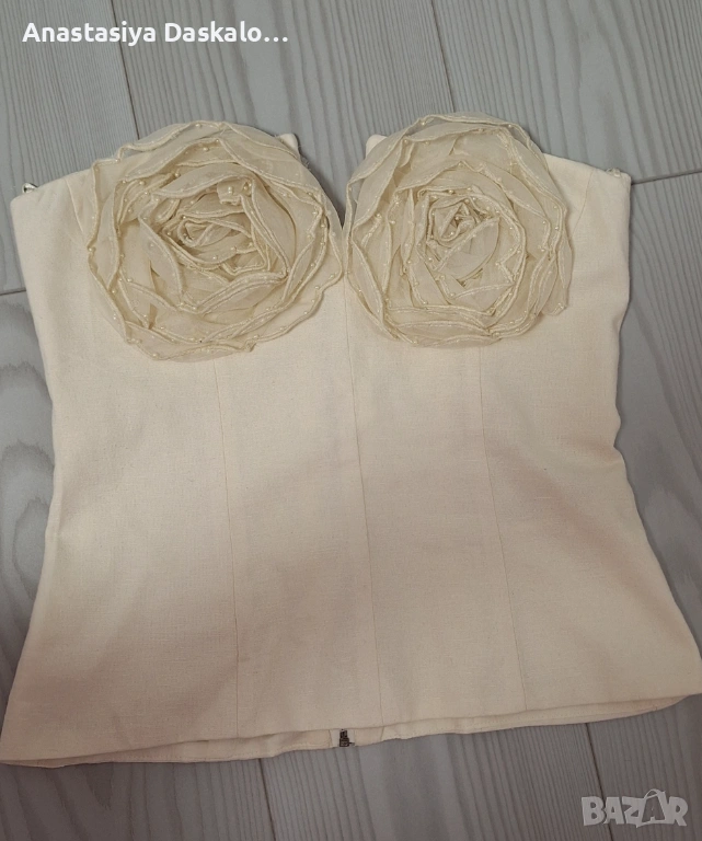 Топ с рози ZARA, р-р xs, снимка 1