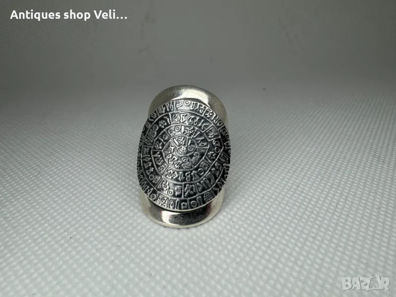Гръцки сребърен пръстен с дискът на Фестос №6225 , снимка 1