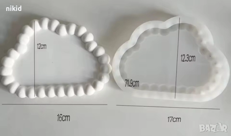 облак основа подложка поднос рамка пано сииконов молд с перли Bubble форма фондан шоколад гипс декор, снимка 1