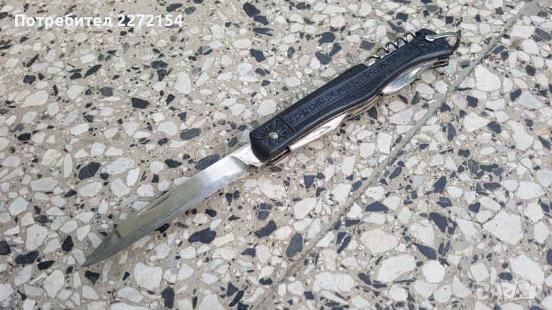Руски нож с виличка тирбушон отвертка шило и др, снимка 1