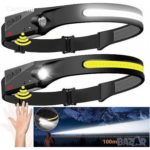 LED челник COB + XPE, тип лента, сензор за движение, eластична лента, Type C, снимка 1