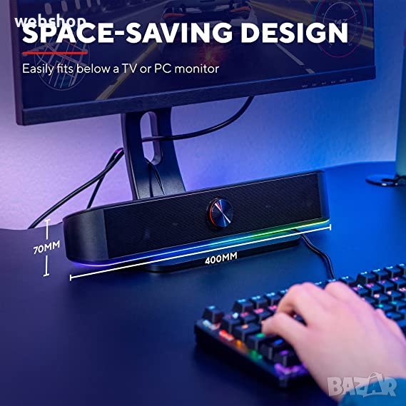 Геймърска АУДИО СИСТЕМА RGB Саундбар + Субуфер , Roxpower ST-GS193 XScream RGB, снимка 1