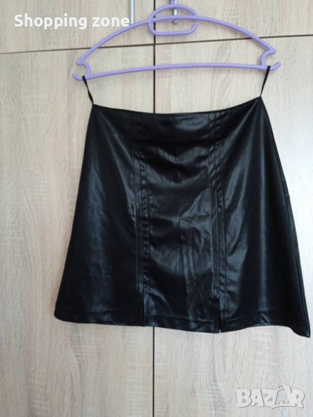Черна къса пола с мокър ефект, снимка 1
