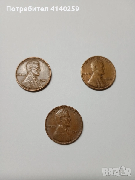 САЩ МОНЕТИ 1 цент 1942 1945 1946 г , снимка 1