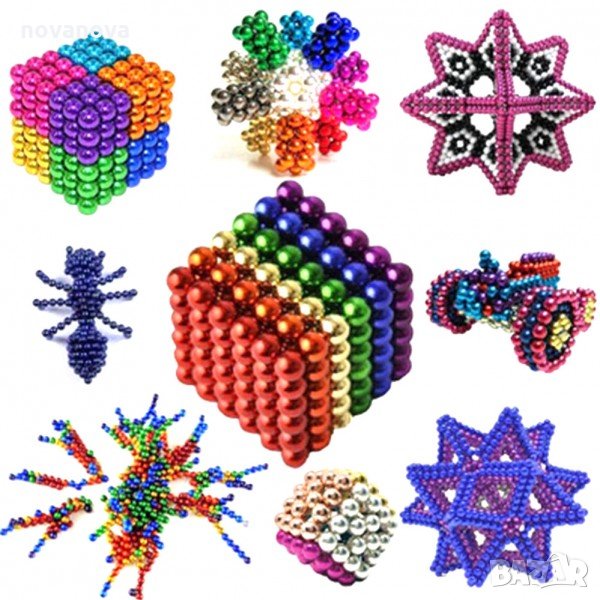 216 Магнитни Топчета (сфери) цветни 5 мм, в метална кутия, снимка 1