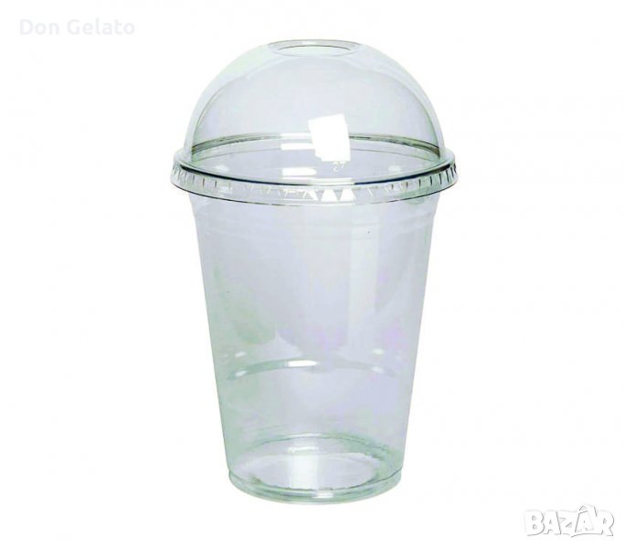 Пластмасова чаша бомбе с капак + дупка 400 мл, снимка 1