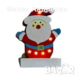 Светеща дървена фигурка във формата на Дядо Коледа, снимка 1