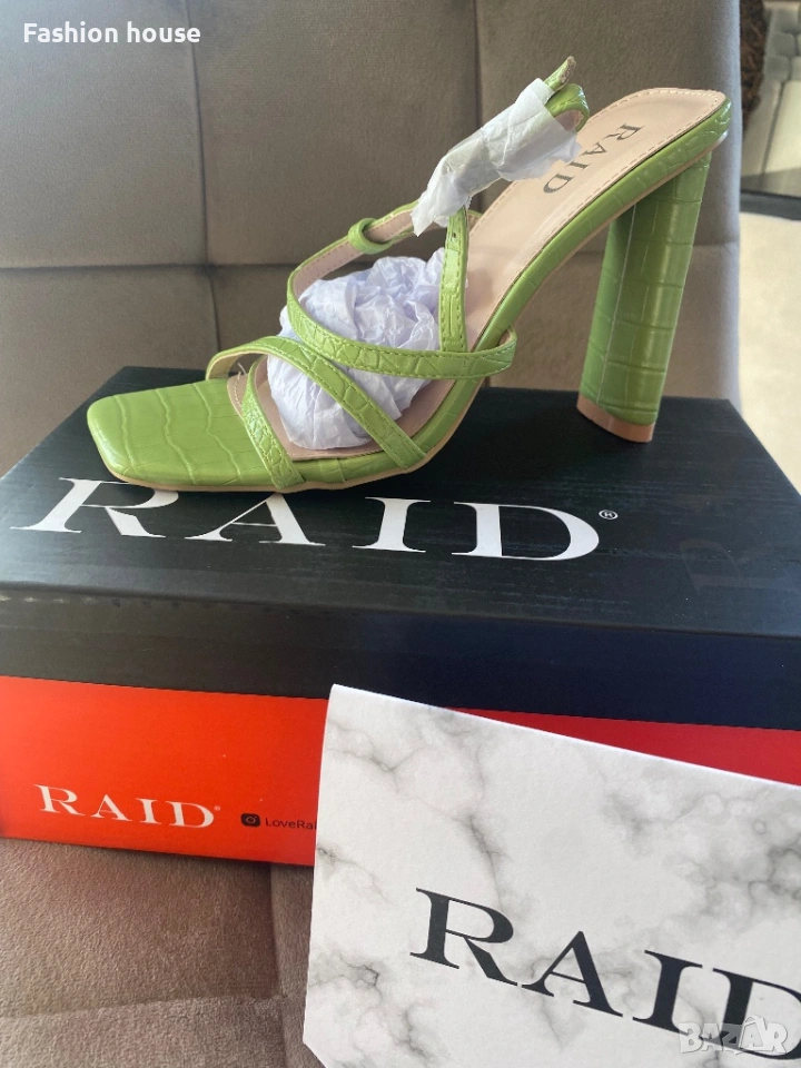 Сандали на ток Raid зелени кроко, снимка 1