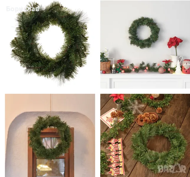 Изкуствен коледен венец, снимка 1